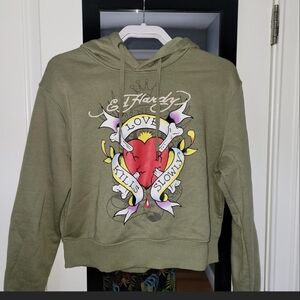 Ed Hardy Olive Graphic Hoodie